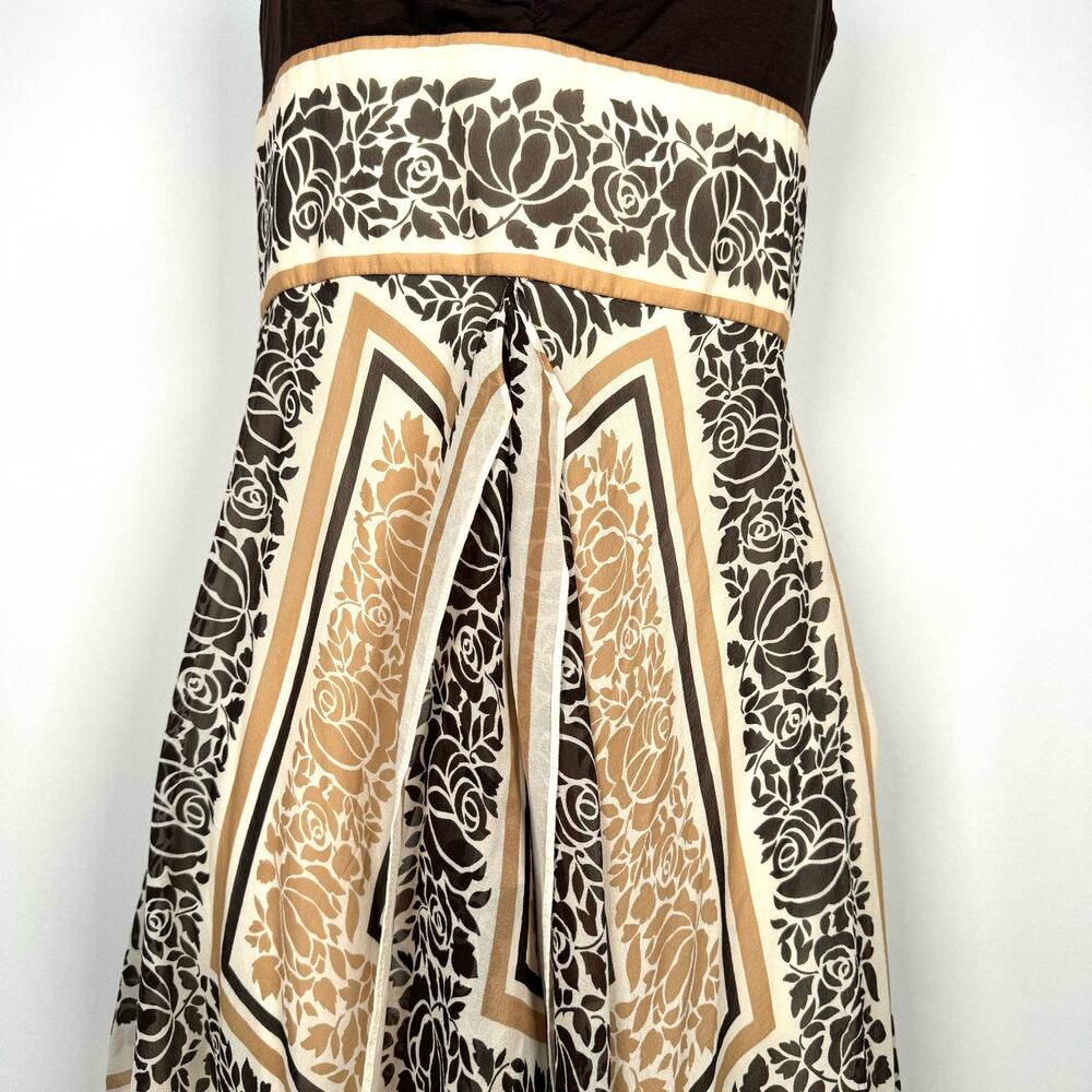 BCBGMaxarzia Women's Halter Dress Brown Flowy 100% Silk Size 2 - Picture 3 of 8